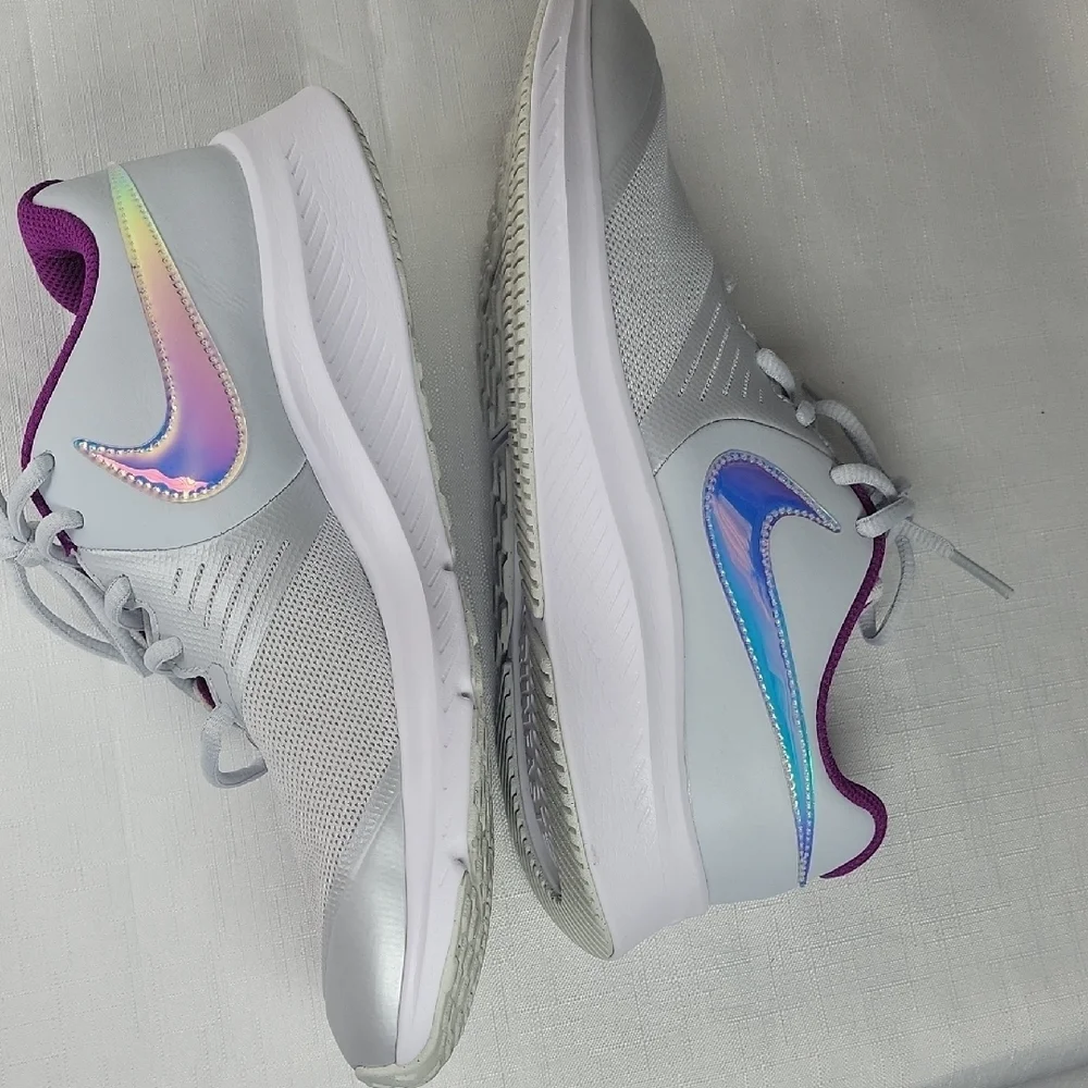 Nike Star Youth Big Girls  Gray and Purple Athletic Size 5y Running Shoes